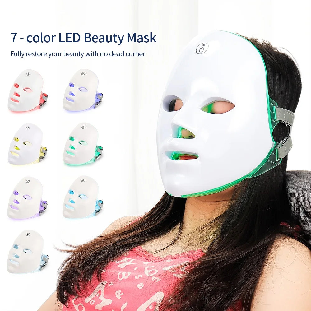 Rechargeable LED Facial Mask - white - Savrio -