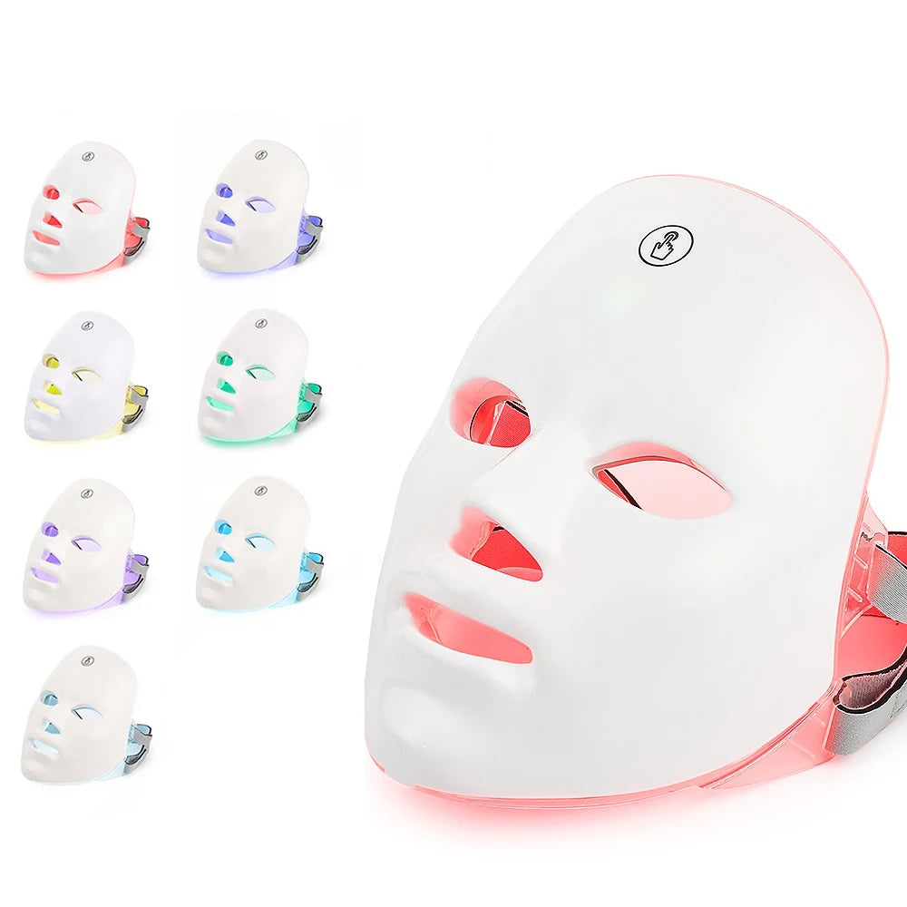 Rechargeable LED Facial Mask - white - Savrio -