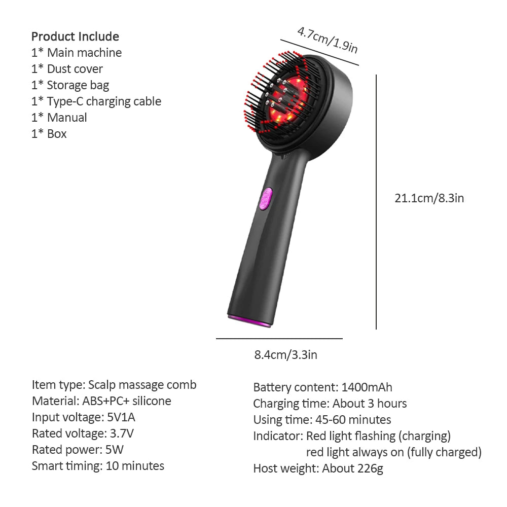 TrioGlow Red Light Therapy Hair Massager