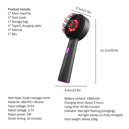 TrioGlow Red Light Therapy Hair Massager