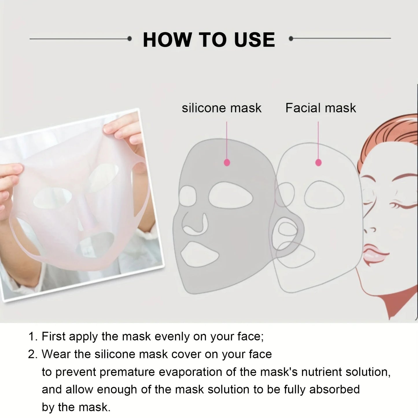 Reusable 3D Silicone Face Wrap - 1PC White - Savrio -