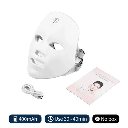 Rechargeable LED Facial Mask - white - Savrio -