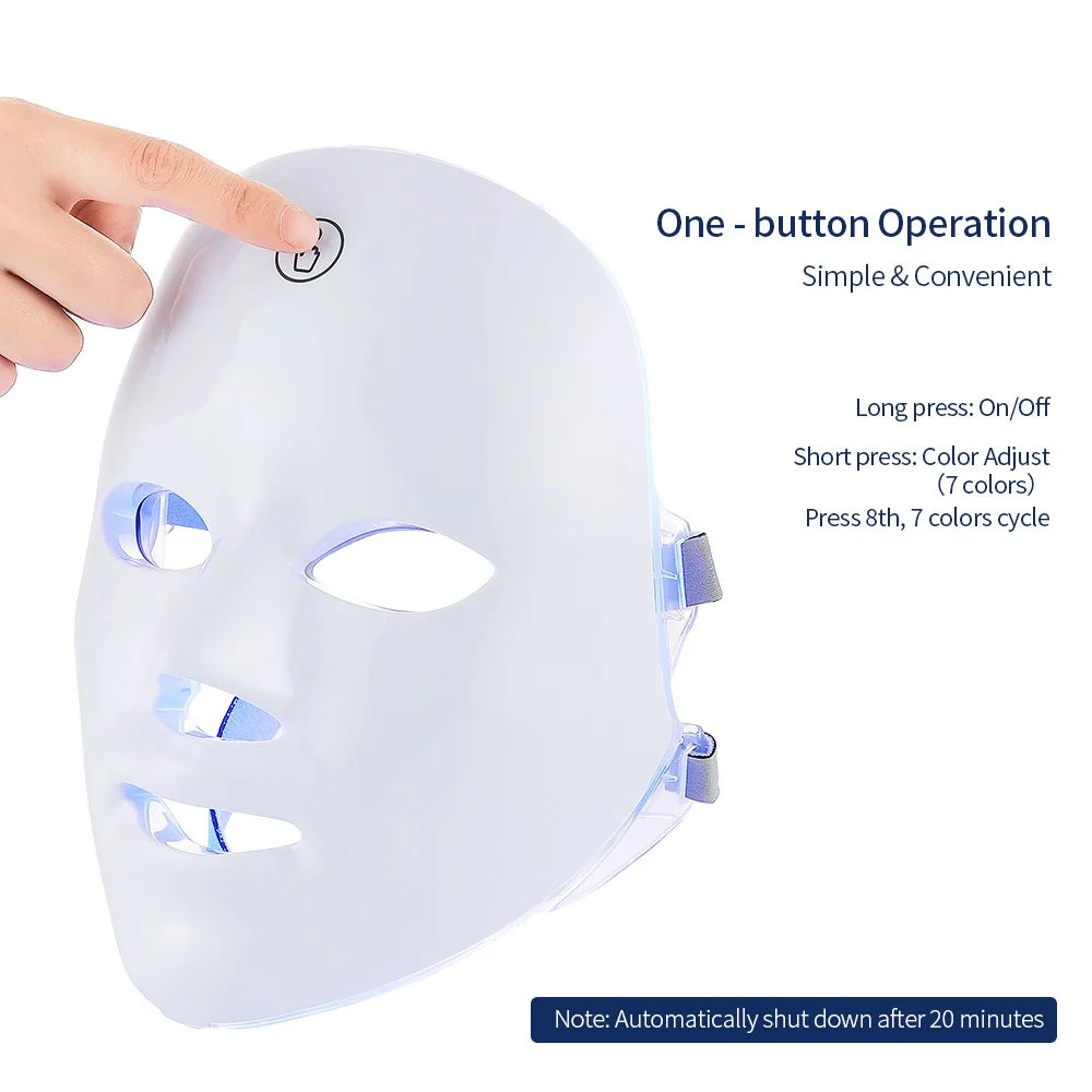 Rechargeable LED Facial Mask - white - Savrio -