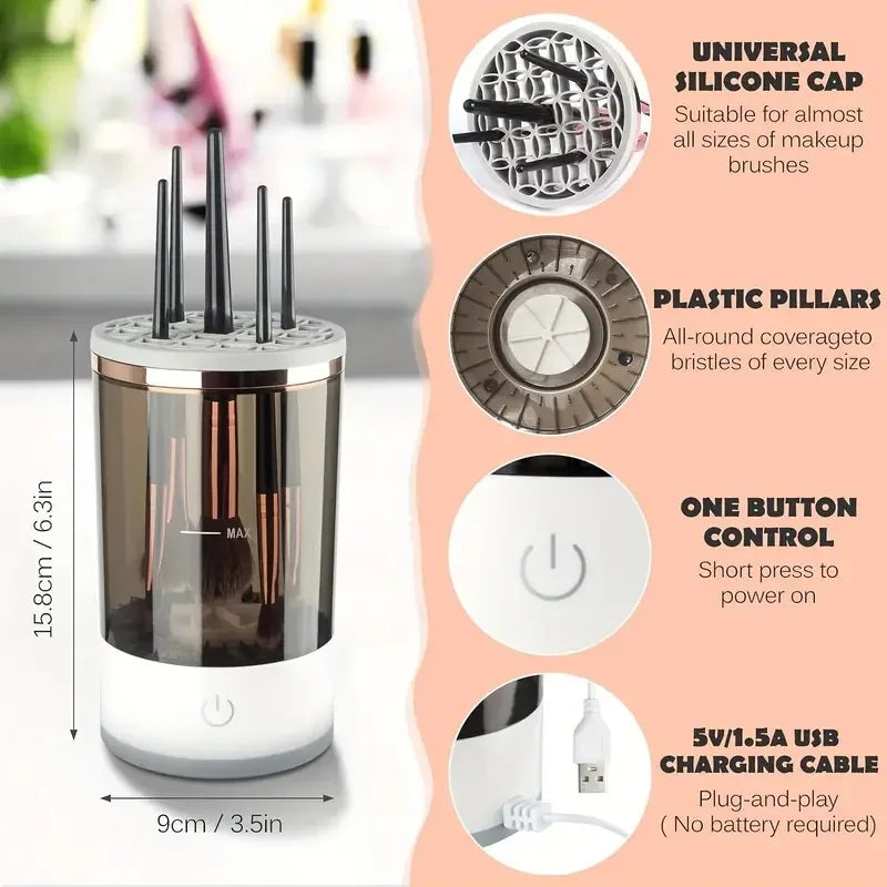 USB Plug Portable Electric Makeup Brush Cleaner - Gray - Savrio -