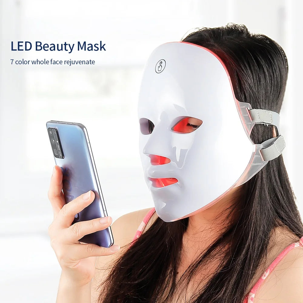 Rechargeable LED Facial Mask - white - Savrio -