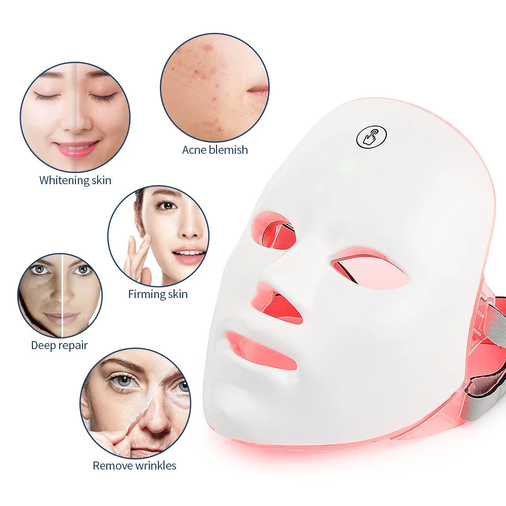 Rechargeable LED Facial Mask - white - Savrio -